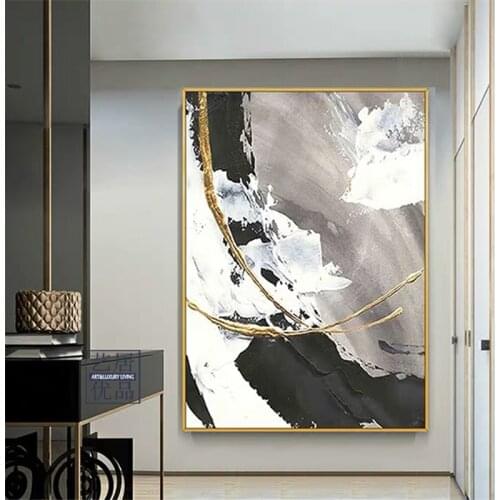Gold Foil Picture 100% Hand Painted Modern Abstract Oil Painting On Canvas Wall Art For Living Room Home Decoration No Framed