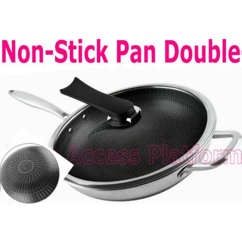 Non-stick Wok honeycomb texture Pan 304 Stainless Steel Case 2 Sided Honeycomb Pan for Gas stoves and Induction cooker all use
