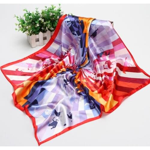 High Quality Satin Bandana Silk Square Scarf Women Print Head Band Fashion Lady Hair Shawl and Wrap Female Neckerchief Hijab2021