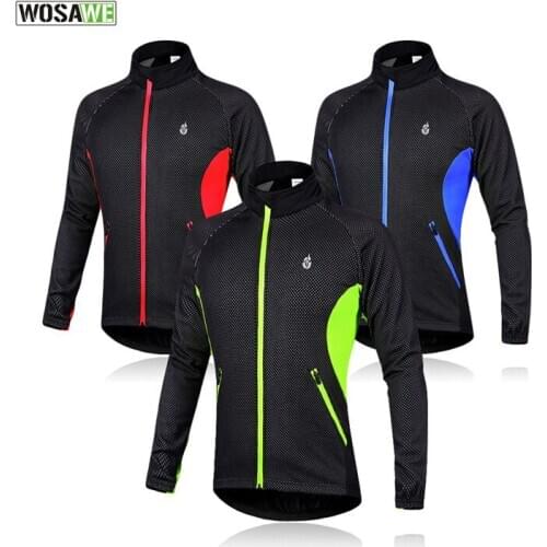 WOSAWE Winter Fleece Thermal Cycling Motorbike Jackets Windbreaker Warm Up Outdoor Bicycle Mountain Bike Clothing Sportswear