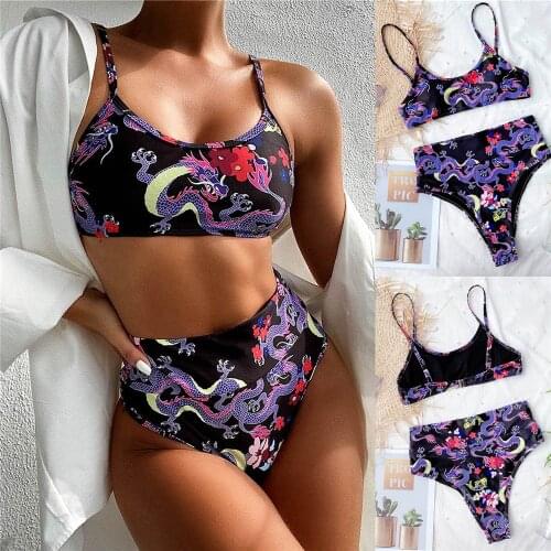 ZAFILLE Dragon Swimsuit Push Up Womens Swimwear and Beachwear Bikini 2021 Swimwear High Waist Swimming Bathing Suits