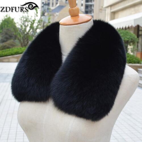 ZDFURS * Real fox Fur Collar Scarf Womens Shawl Wraps Shrug Neck Warmer Stole Wholesale Hot sale Ring Scarf Womens ZDC-163005