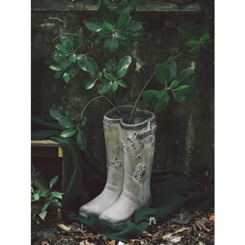 Iron Floor Flower Pot Stand Outdoor Large Rain Boots Flower Bucket Retro Creative Semillas Plantas Garden Pots Planters EF50FP
