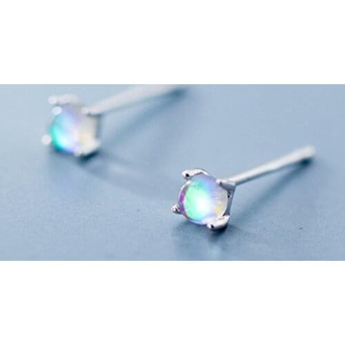 2019 Fashion Rainbow Natural Stone Earrings 925 Sterling Silver Small Earrings For Women Friend Girl Statement Jewelry