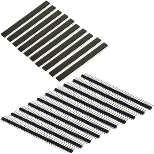 20pcs 10 pairs 40 Pin 1x40 Single Row Male and Female 2.54 Breakable Pin Header PCB JST Connector Strip for Arduino Black