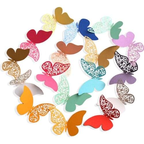 3D stereo hollow pearl paper simulation butterfly Wedding holiday decoration bedroom living room creative wall sticker