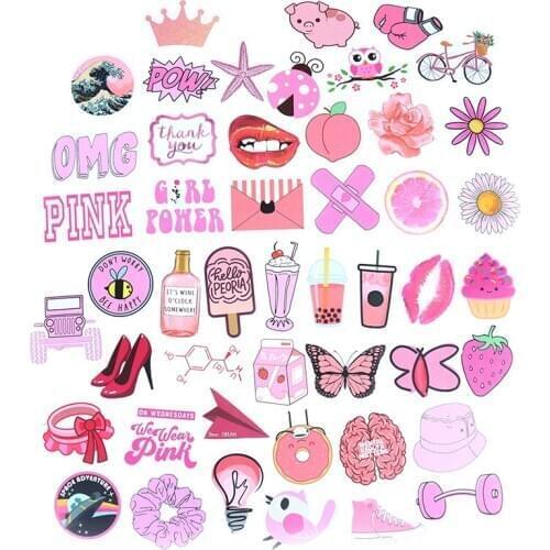 50Pcs Fashion PVC Waterproof Girls Kawaii Fun Sticker Toys Luggage Stickers for Motor Car & Suitcase Laptop Decals Stickers