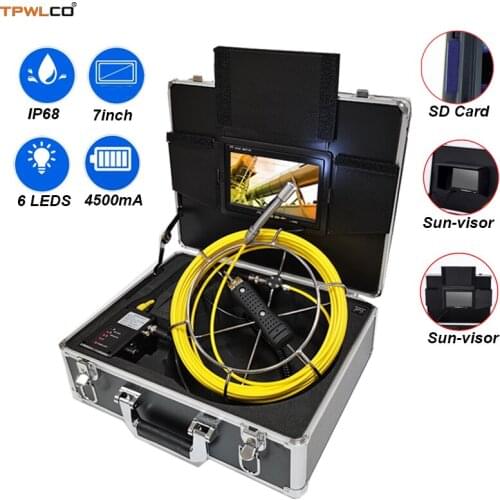 7inch 20-50m 17mm Endoscope Industrial Video Camera Sewer CCTV Inspection Camera System With DVR/4500mA Battery