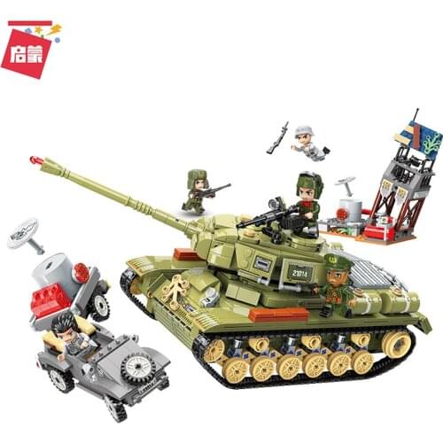 858pcs Enlightenment 21014 Military Series Heavy Tank Corps Assembly Model Boy Building Block Toy Car Gift