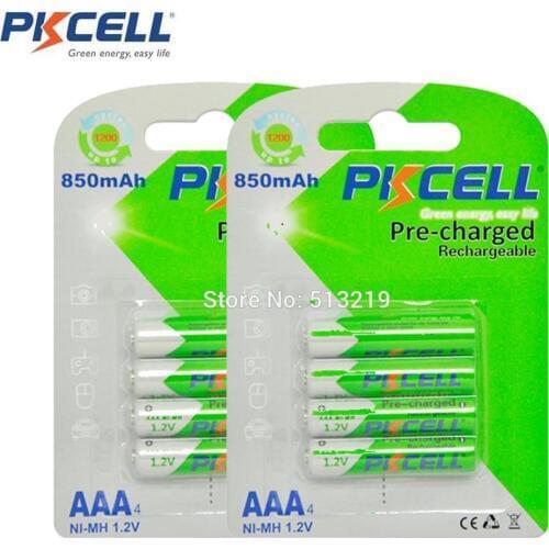 PKCELL 3A 1.2V AAA 8Pcs/2Pack NIMH LSD Rechargeable Battery in 850mah aaa Capacity Batteries For Remote Control Toys