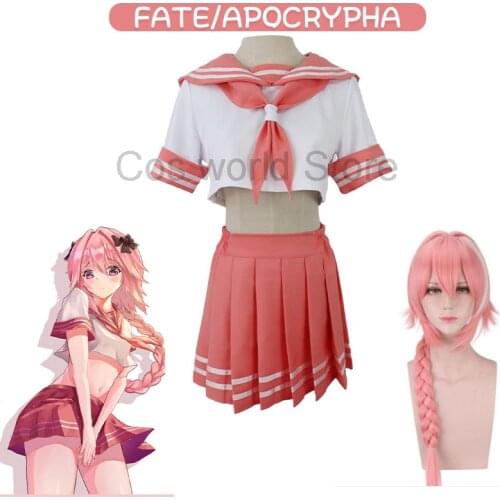 Anime Fate/Apocrypha Cosplay Fate Grand Cosplay Costume Black Rider Servant Astolfo Top Skirt School Uniform Outfit For Girl