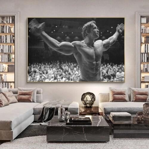 Arnold Schwarzenegger Bodybuilding Motivational Art Silk Poster Print Fitness Inspirational Picture for Room Wall Decoration