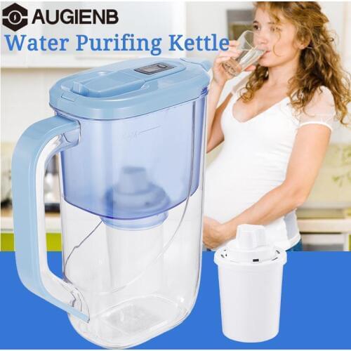 AUGIENB Water Pitcher 4 Stage Ionizer Filtration System Household 2.4L Water Filter Purifier Kettle Home Healthy Drink Machine