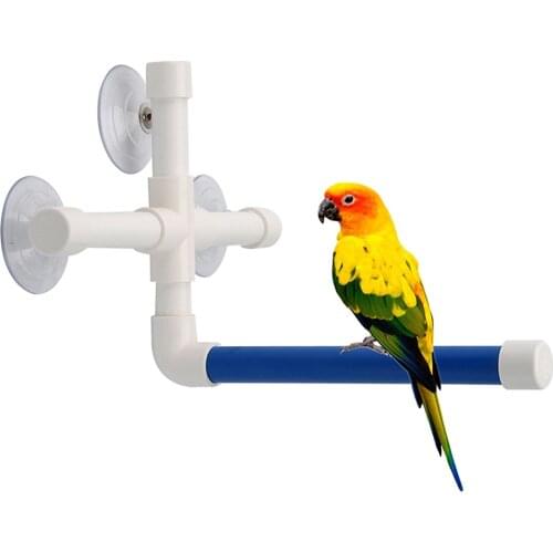Pet Birds Shower Perches Toys Wall Suction Cup Bird Bath Standing Platform Rack Parrot Budge Paw Grinding Stand Toy