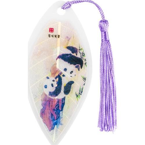 Kawaii Panda Bookmark Vintage Chinese Style Tassel leaves vein Book marks School Office Supplies