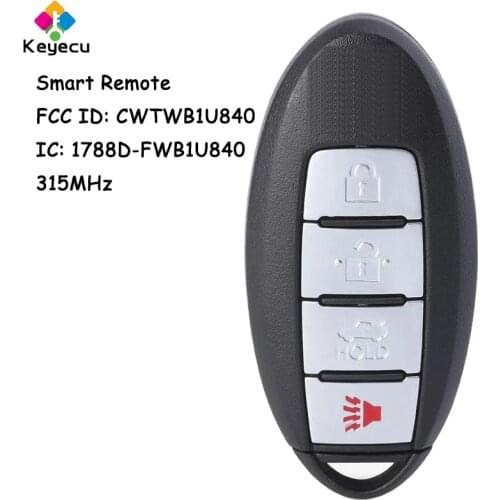 KEYECU Keyless Entry Remote Control Car Key With 4 Button 315MHz - FOB for Nissan Sentra Versa 2013 2014-2017 FCC ID: CWTWB1U840