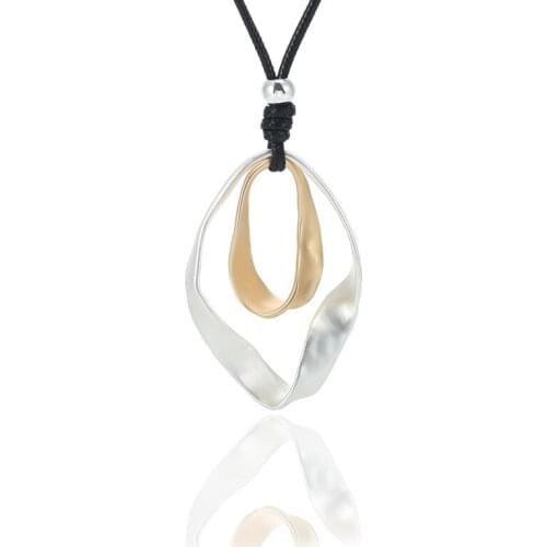 ELOHYI Long Necklace Double Plated Vintage Statement Geometric Pendants Women Fashion Jewelry Collares Mujer Kolye Jewelry