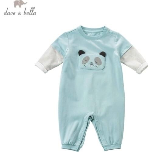 DBJ16667 dave bella spring new born baby unisex fashion cartoon jumpsuits infant toddler clothes children romper 1 piece