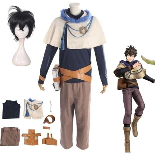 Anime Black Clover Yuno Grinbellor Cosplay Costumes Uniform Full Sets Wig Synthetic Hair Men Boys Halloween Carnival Party