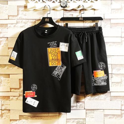 Summer Fashion Print Shirts Men+Shorts Set Men Short Sleeve Shirts Casual Men Clothing Sets Tracksuit Hip Hop Plus Size 5XL