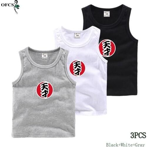 Hot 3pcs/set New Summer Children Vest T-shirt Cartoon Sleeveless Tops For Girls Boys Kids Underwear Cotton Breathable Tees Shirt