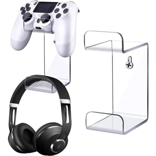 Wall Mount Controller Rack Video Game Handle Bracket Headphone Stand Holer Compatible with PS3/PS4/PS5