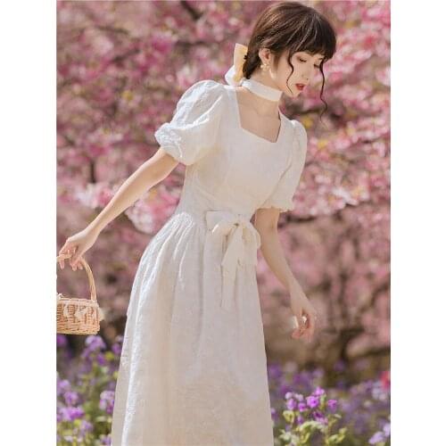 2020 new fashion womens clothing Square Collar Vintage dresses women dress for women