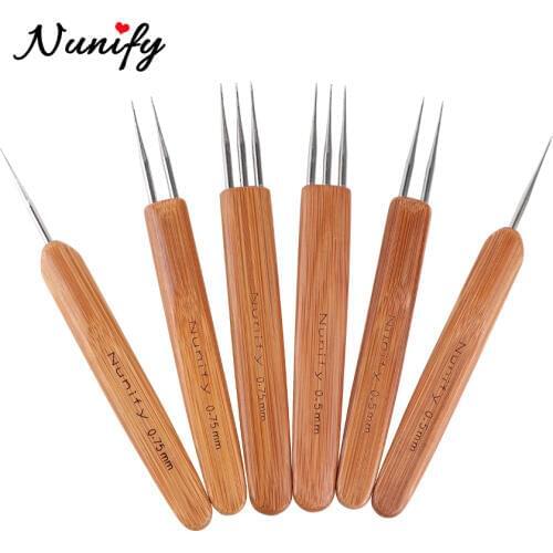 New Nunify Dread Hair Crochet Hook 1 2 3 Hook Dreadlock Needles 1Pcs/Set 0.5Mm 0.75Mm Two Style Wooden Handle Crochet Needle
