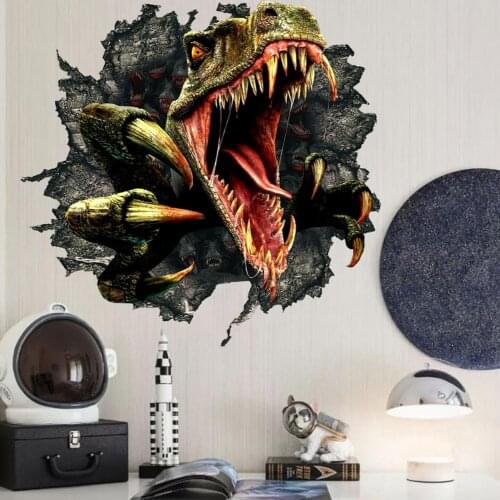 New 3D Dinosaur Wall Stickers Kids Rooms Dinosaur Bedroom Living Room Decoration Mural Home Decor Stickers Decals Wallpaper