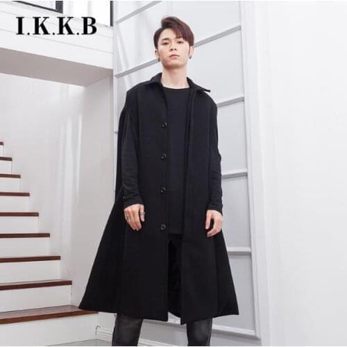 Coat male long knee style Japanese retro British style Yapi warlord loose personality performance dress stage Dress Cape