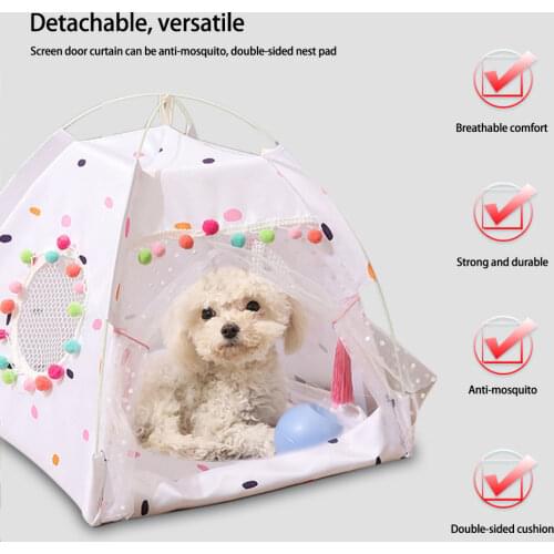 Summer Washable Foldable Pet Dog Tent House Bed Portable Breathable Cave Bed Kennel Cat Kitten Small Dog Supplies