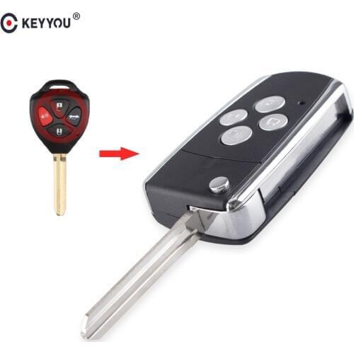 KEYYOU 4 Button Modified Flip Folding Car Remote Key Fob Case For Toyota Camry Avalon Camry Matrix RAV4 TOY43 Blade Key Shell