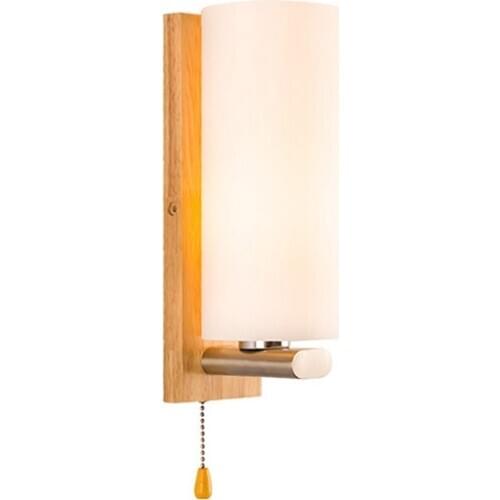 Modern Solid Wood Wall Lamp Milk White Glass Sconce Hotel Restaurant Porch Aisle Living Room Bedside Creative Wooden Lighting