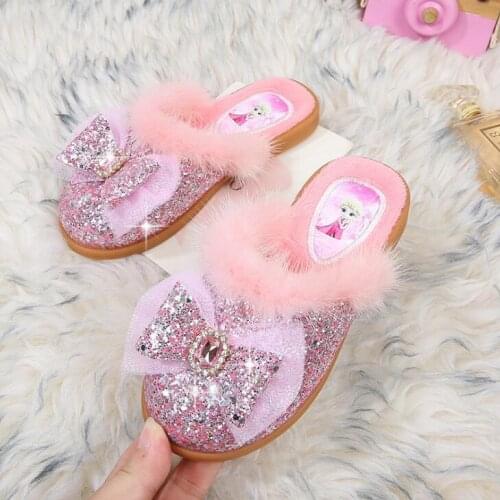 Frozen Childrens Slippers Elsa Shoes Princess Warm Children Winter Lovely Disney Shoes Little Girl Soft Bottom Home Shoes
