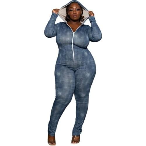 Body Plus Size 4XL 5XL Playsuit Sexy Mujer Hooded Printed V-neck Oversized One Piece Big Size Boho Jumpsuit And Rompers 2021