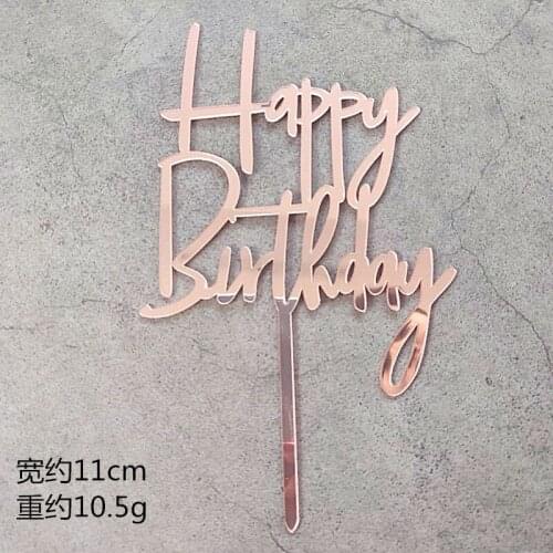 Rose Gold Happy Birthday Acrylic Letter Cupcake Topper For Boys Birthday Party Cup Cake Toppers Decorating Supplies Cake Topper