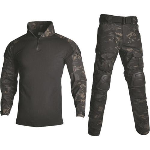 Outdoor US Army Clothes Hunting Fight Combat Shirt + Cargo Pants Knee Pads Tactical Camouflage Military Men Uniform Clothes Suit