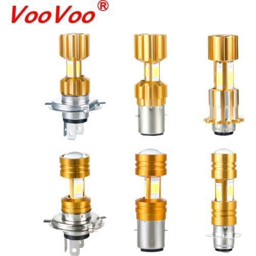 VooVoo COB LED Motorcycle Headlight High Low Beam Light 3400lm Super Bright White Motorbike Head Lamp Moto Bulb H4 P15D BA20D