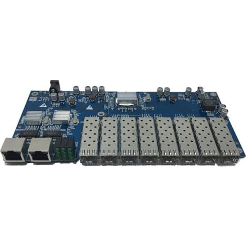 High quality 8 SFP ports plus 2 gigabit RJ45 Ethernet fiber optic transceiver media converter