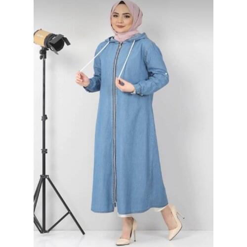 Women zipper long jacket denim jacket muslim fashion islamic clothing