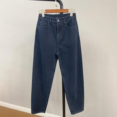 035 ink blue graphite daddy pants 2021 spring and summer new loose dark personality womens jeans pants