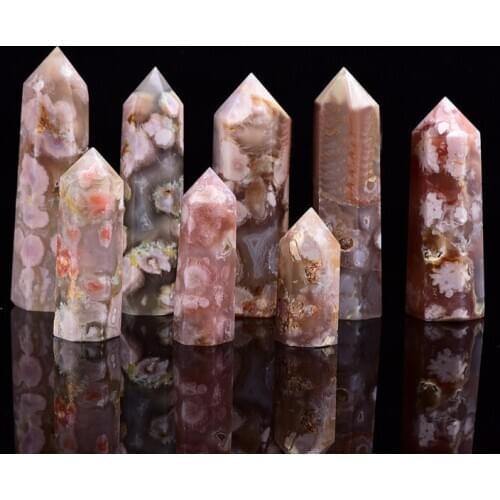 1PC Cherry Blossom Agate Crystal Polished Natural Stone DIY Healing Gemstones For Home Ornaments Decor