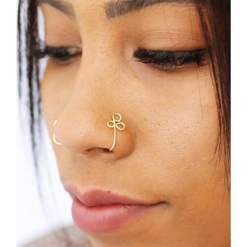 1Pcs Copper Wire Spiral Fake Piercing Nose Ring Punk Gold Silver Color Clip Nose Ring Be Ear Clip Cuff Bijoux Party Gift