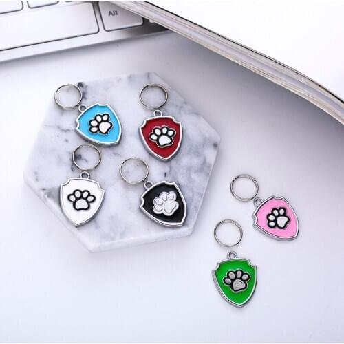 2pcs/LOT Dog Cat Tag Collar Accessories Cat Puppy ID Tag Footprint Shield Shape Necklace Collar Pendant Anti-lost