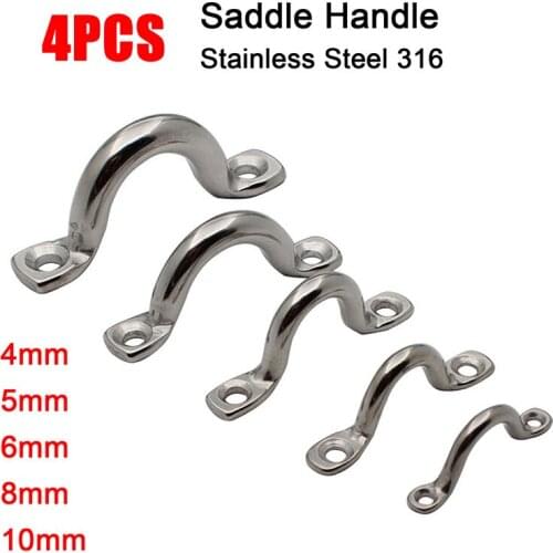 4Pcs Stainless Steel 316 Wire Eye Straps Saddle Clip Boat Yacht Ship Doorknob