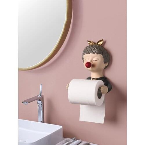 Paper Towel Rack Household Bathroom Punch-free Paper Towel Rack Creative Girl Paper Towel Storage Rack Bathroom Decoration