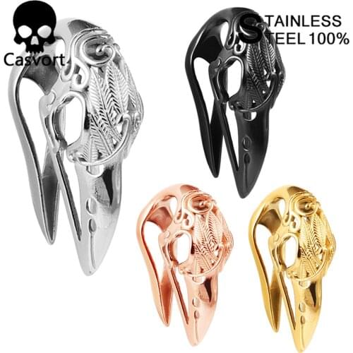 Casvort 10 PCS Bird Ear Hanger Weight Stainless Steel Ear Gauges Body Jewelry Piercing Plug for Stretched