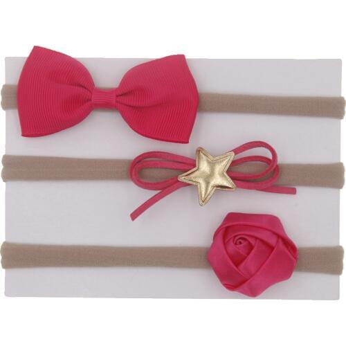2019 children Nylon Headbands for Girls Cute Bows hair band Soft Elastic Headband Kids Christmas Hair Accessories 3pcs/lot