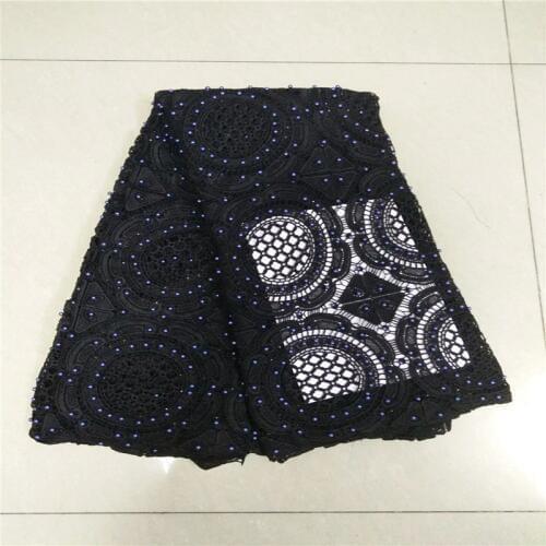 French lace fabric tissus broderie beaded fabric tulle lace fabric 2018 african lace 5yard/lot in black for wedding dress KC5-56