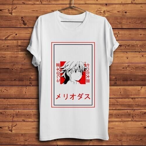 The Seven Deadly Sins Meliodas Elizabeth Ban King Gowther Escanor Merlin anime tshirt men white casual short sleeve unisex Tee